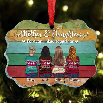 Mother & Daughters - Mother & Daughters Forever Linked Together - Personalized Ornament - Makezbright Gifts