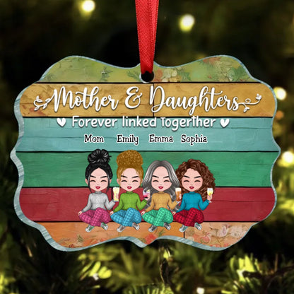 Mother & Daughters - Mother & Daughters Forever Linked Together - Personalized Ornament - Makezbright Gifts