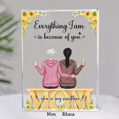 Mother - Everything We Are Is Because Of You - Personalized Acrylic Plaque - Makezbright Gifts