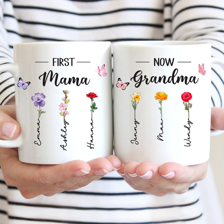 Mother - First Mom Now Grandma - Personalized Mug (L) - Makezbright Gifts