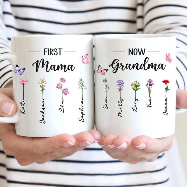 Mother - First Mom Now Grandma - Personalized Mug (L) - Makezbright Gifts