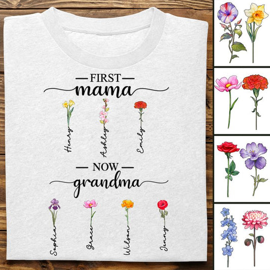 Mother - First Mom Now Grandma - Personalized T - shirt (L) - Makezbright Gifts