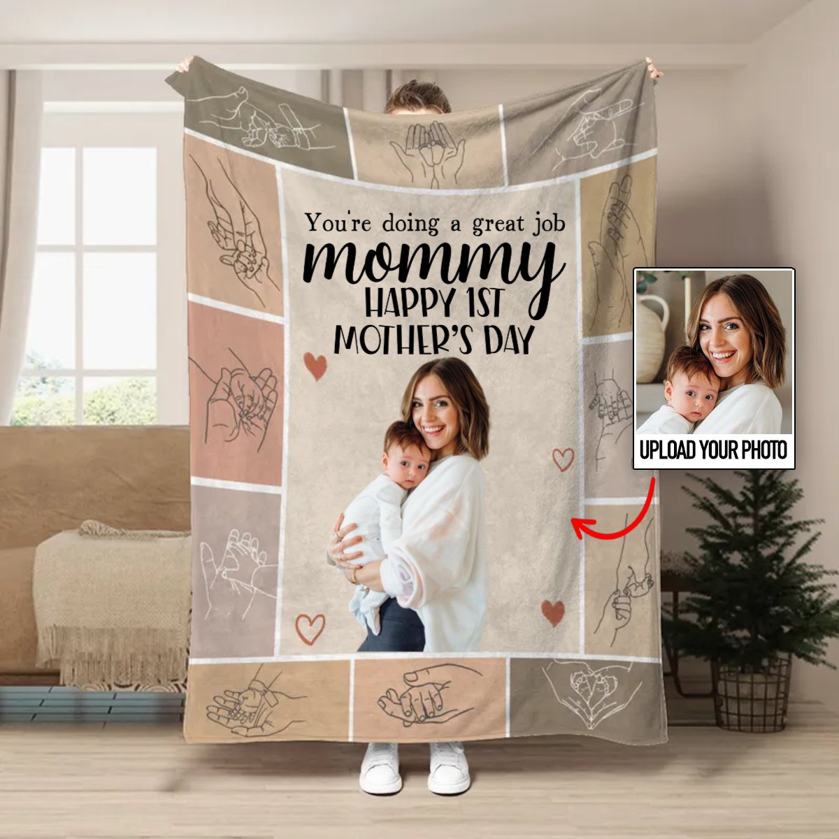 Mother - Happy 1St Mother's Day - Personalized Blanket (HJ) - Makezbright Gifts