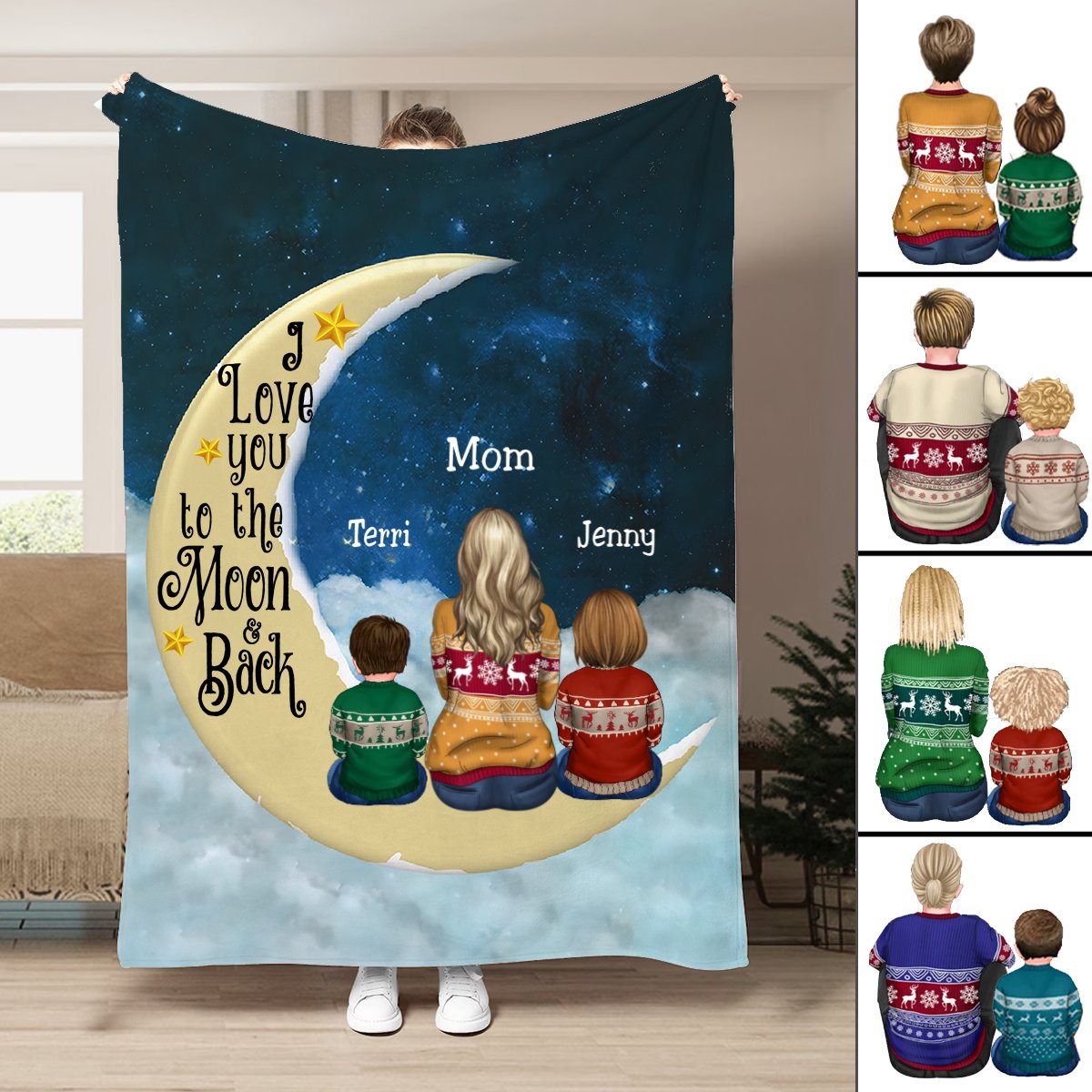 Mother - I Love You To The Moon And Back - Personalized Blanket (M1) - Makezbright Gifts