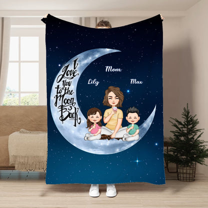 Mother - I Love You To The Moon And Back - Personalized Blanket (M2) - Makezbright Gifts