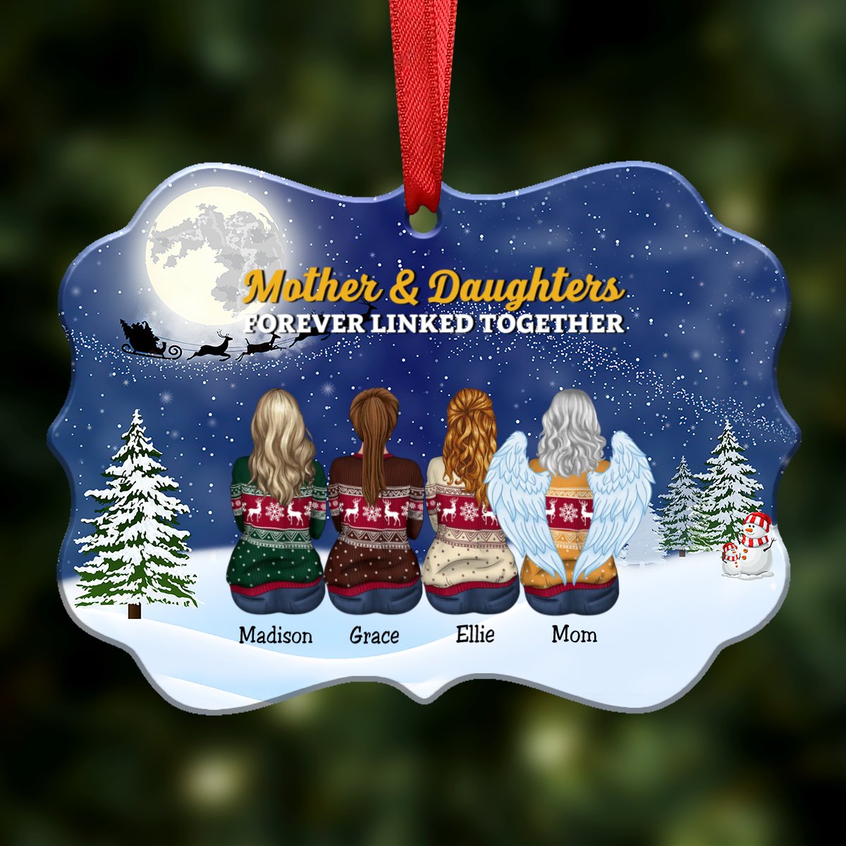 Mother Memorial Gift - Mother & Daughter Forever Linked Together - Personalized Christmas Ornament - Makezbright Gifts