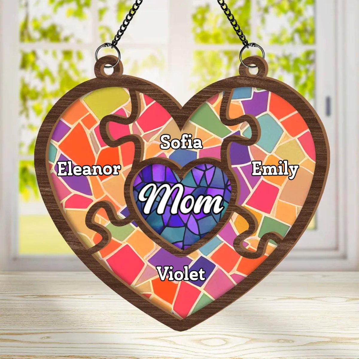 Mother - Mom Hold Us All - Personalized Window Hanging Suncatcher Ornament - Makezbright Gifts