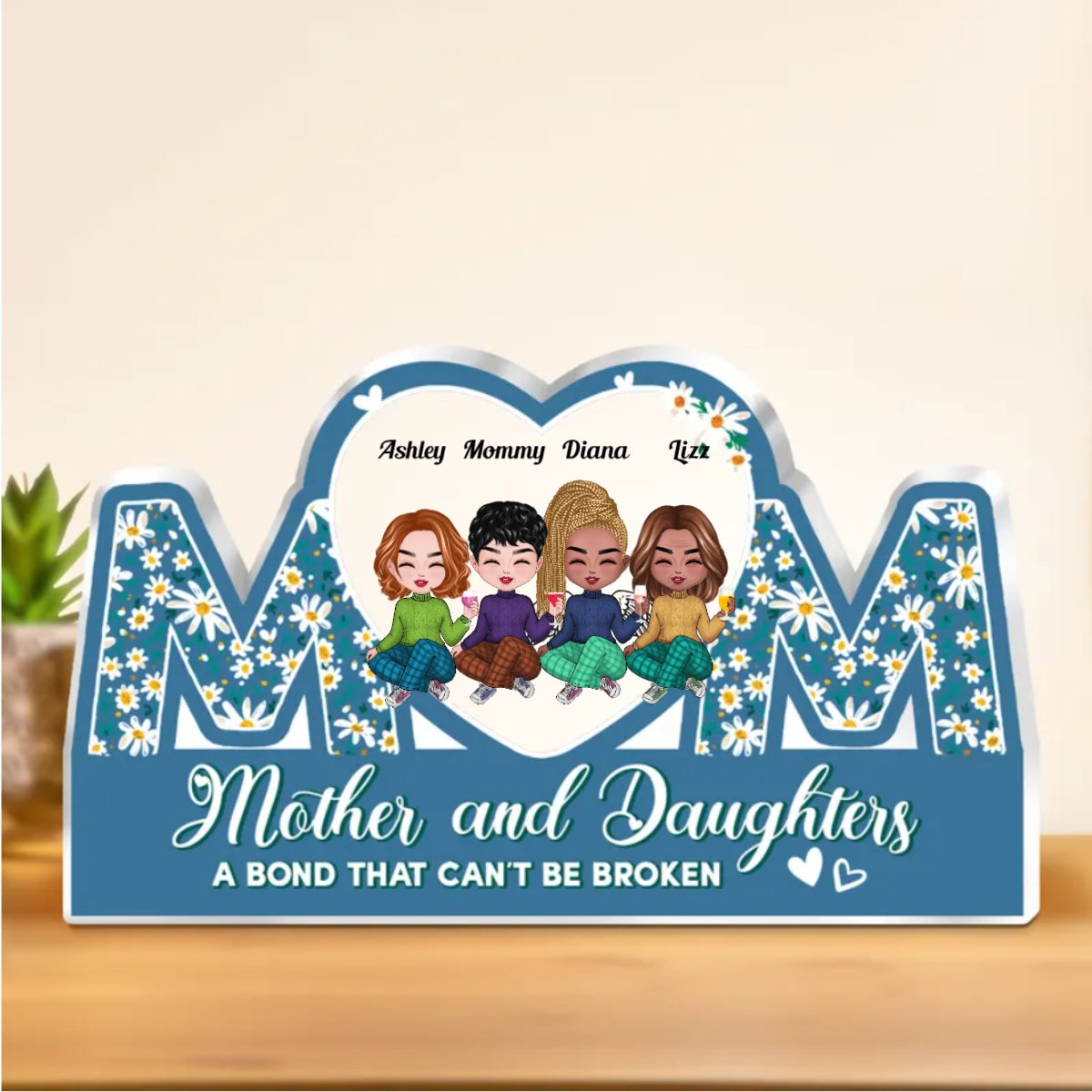 Mother - Mother And Daughter A Bond That Can't Be Broken - Personalized Acrylic Plaque (QU) - Makezbright Gifts