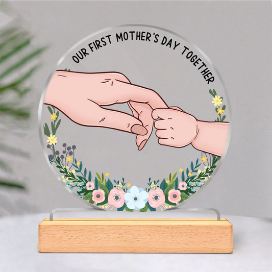 Mother - Our First Mother's Day Together - Personalized Circle Acrylic Plaque - Makezbright Gifts