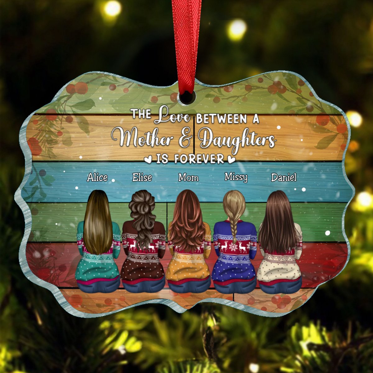 Mother - The Love Between A Mother And Daughters Is Forever - Personalized Ornament - Makezbright Gifts