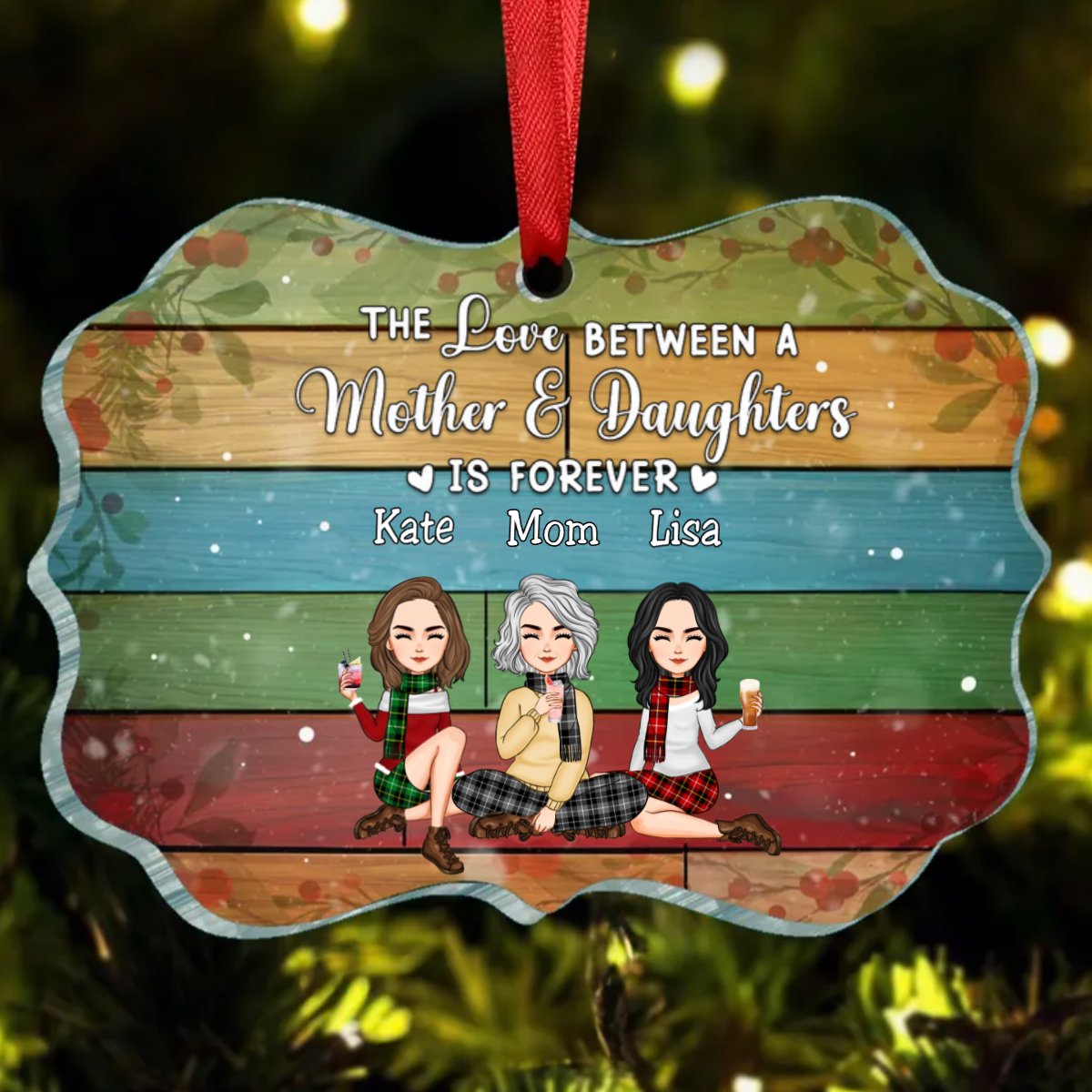 Mother - The Love Between A Mother And Daughters Is Forever - Personalized Ornament - Makezbright Gifts