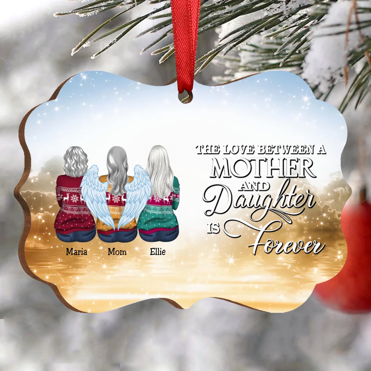 Mother - The Love Between A Mother & Daughter Is Forever - Personalized Christmas Ornament - Makezbright Gifts