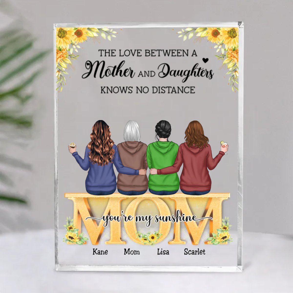 Mother - The Love Between A Mother & Daughters Knows No Distance - Personalized Acrylic Plaque - Makezbright Gifts