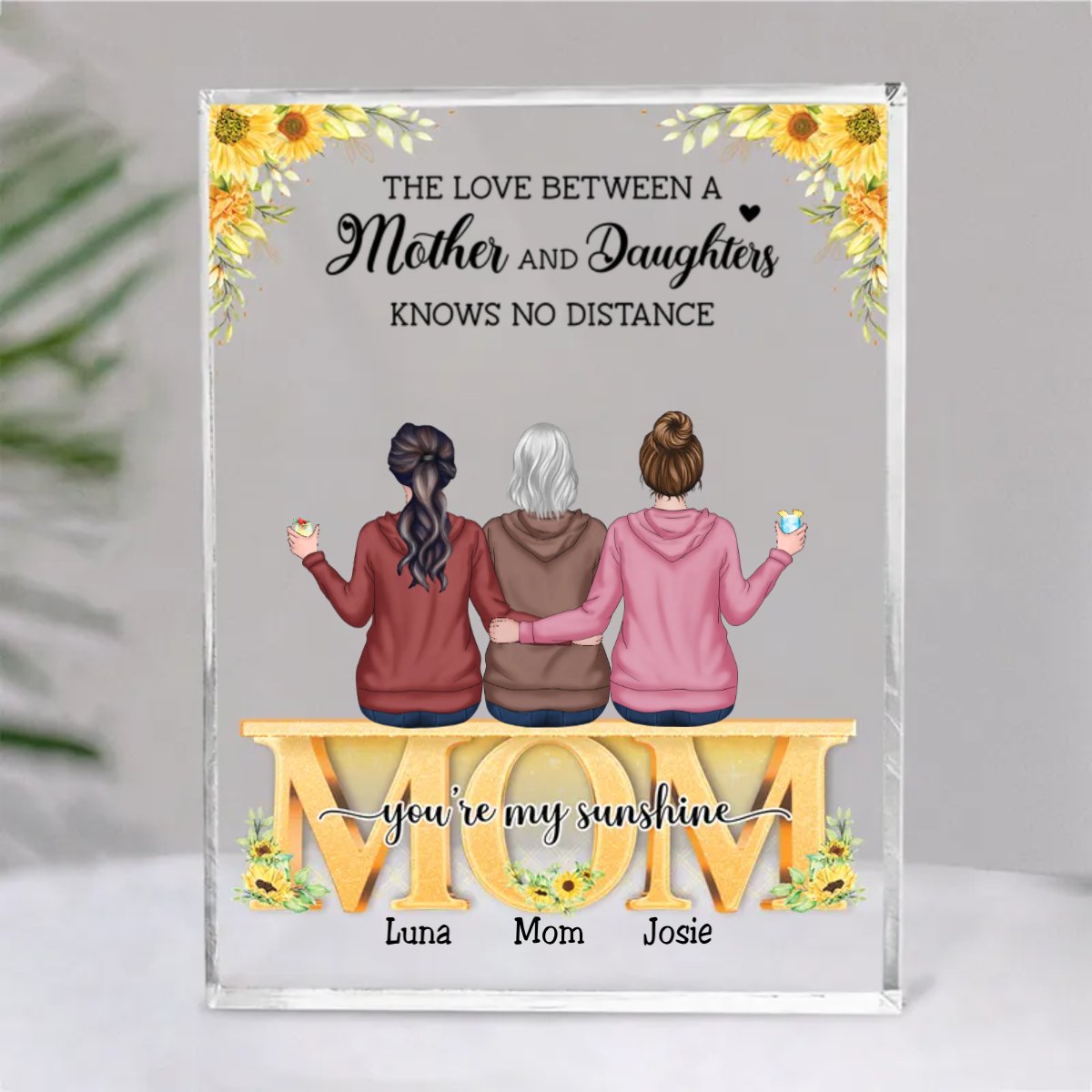 Mother - The Love Between A Mother & Daughters Knows No Distance - Personalized Acrylic Plaque - Makezbright Gifts