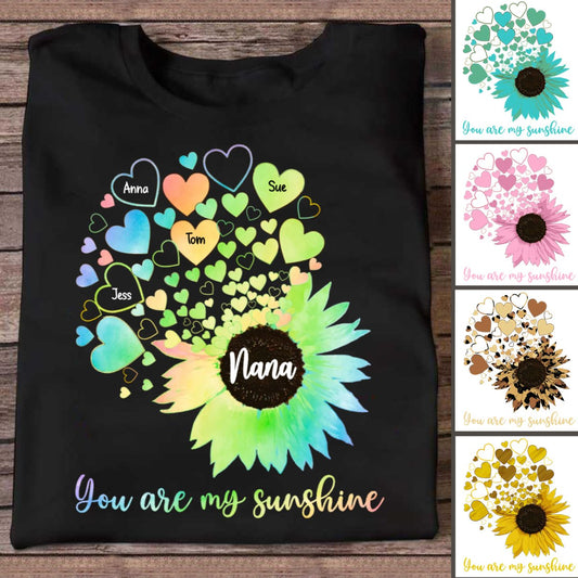 Mother - You are My Sunshine - Personalized Black Unisex T - Shirt - Makezbright Gifts