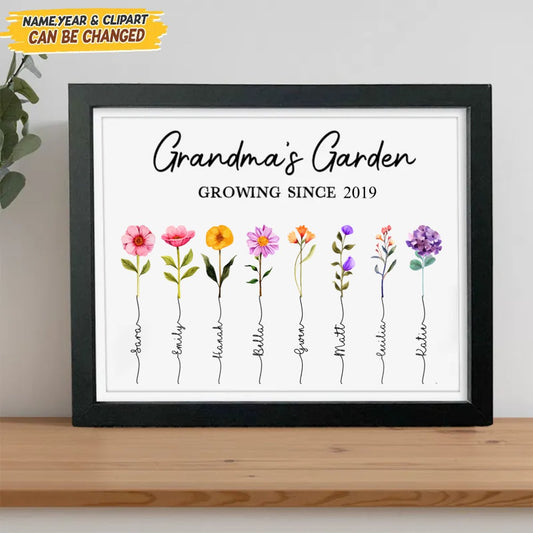 Mother's Day - Happy Mother's Day Grandma's Garden Family Picture Frame - Personalized Gift - Makezbright Gifts