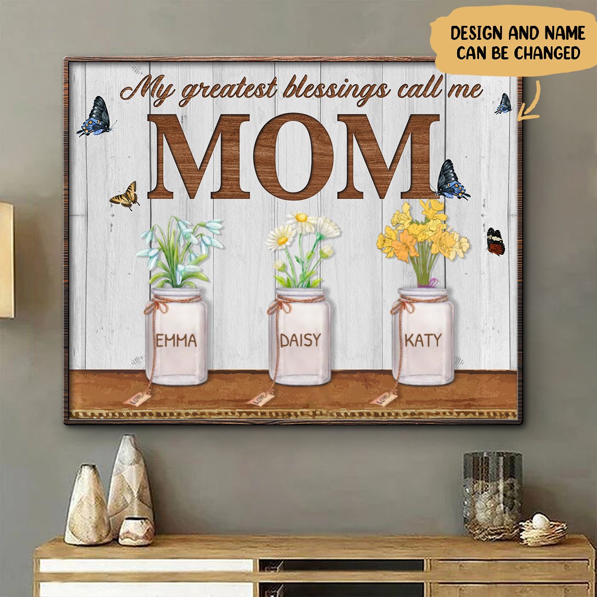 Mothers - Greatest Blessings Call Me Mom Birth Month Flowers - Personalized Poster - Makezbright Gifts