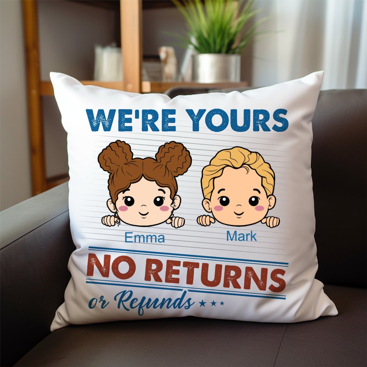 No Returns Or Refunds Grandkids - Personalized Pillow - Makezbright Gifts