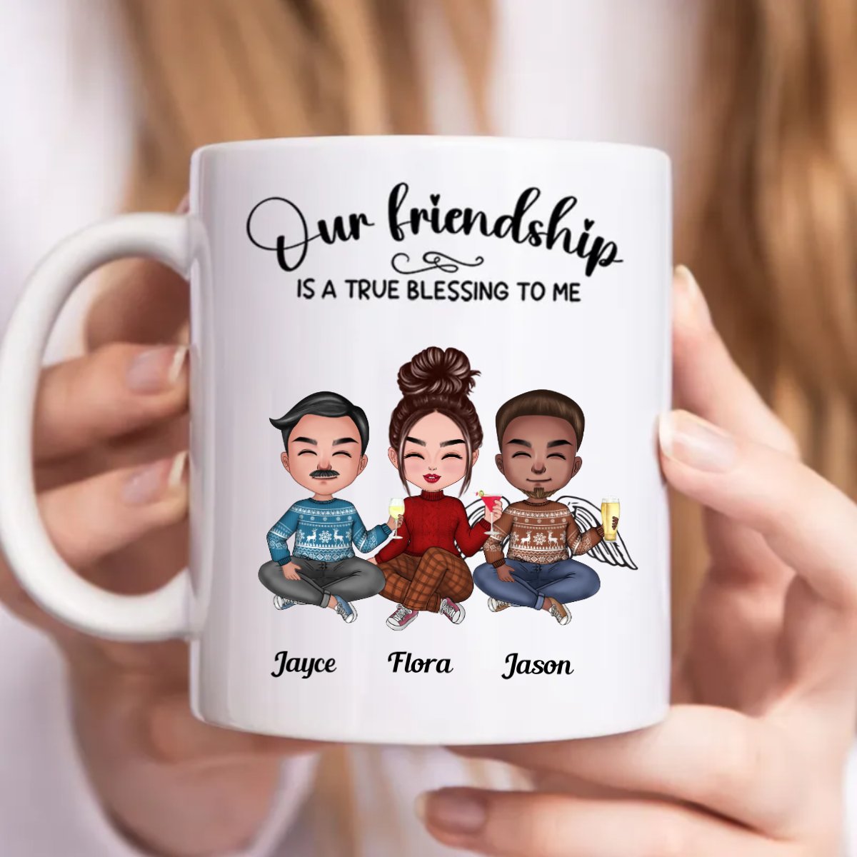 Our Friendship Is A True Blessing To Me - Personalized Mug (N) - Makezbright Gifts