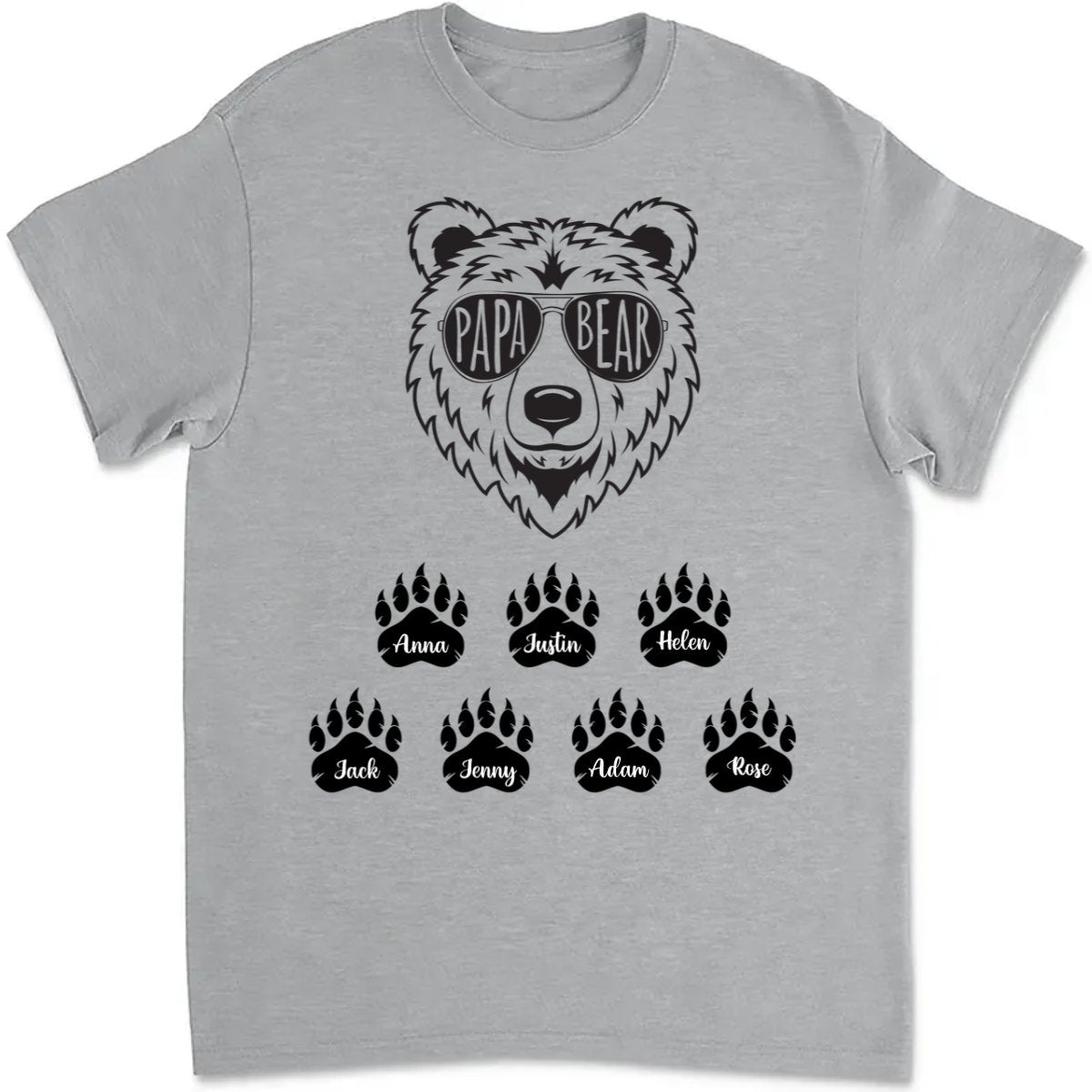 Papa - Papa Bear - Personalized T - Shirt - Makezbright Gifts