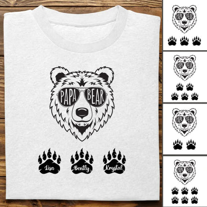 Papa - Papa Bear - Personalized T - Shirt - Makezbright Gifts