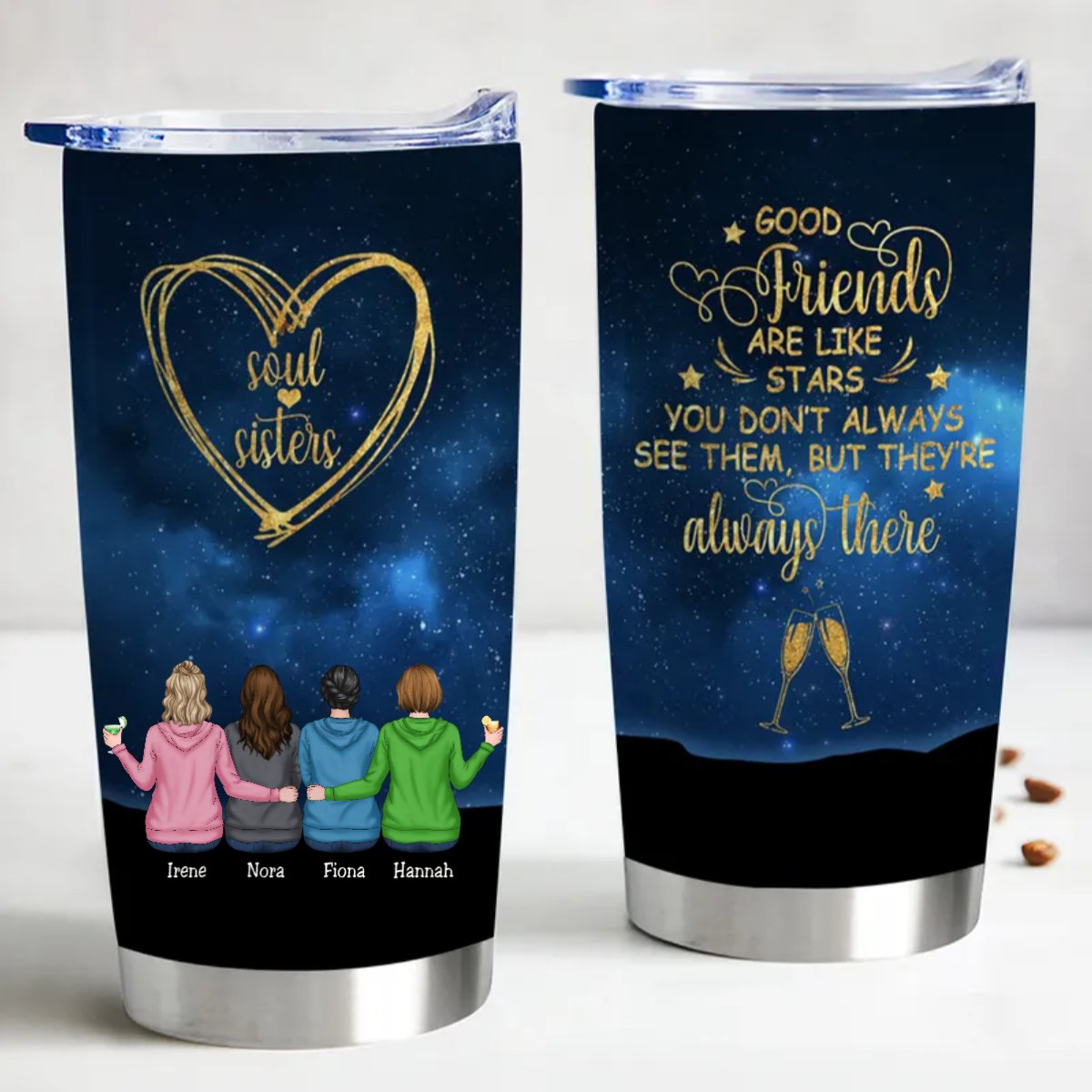 Personalized 20oz Stainless Steel Tumbler for Besties - Makezbright Gifts