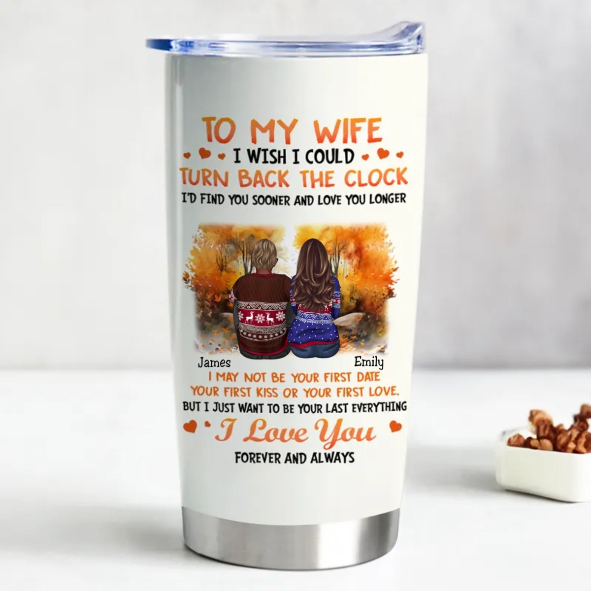 Personalized 20oz Stainless Steel Tumbler for My Beloved Wife - Makezbright Gifts