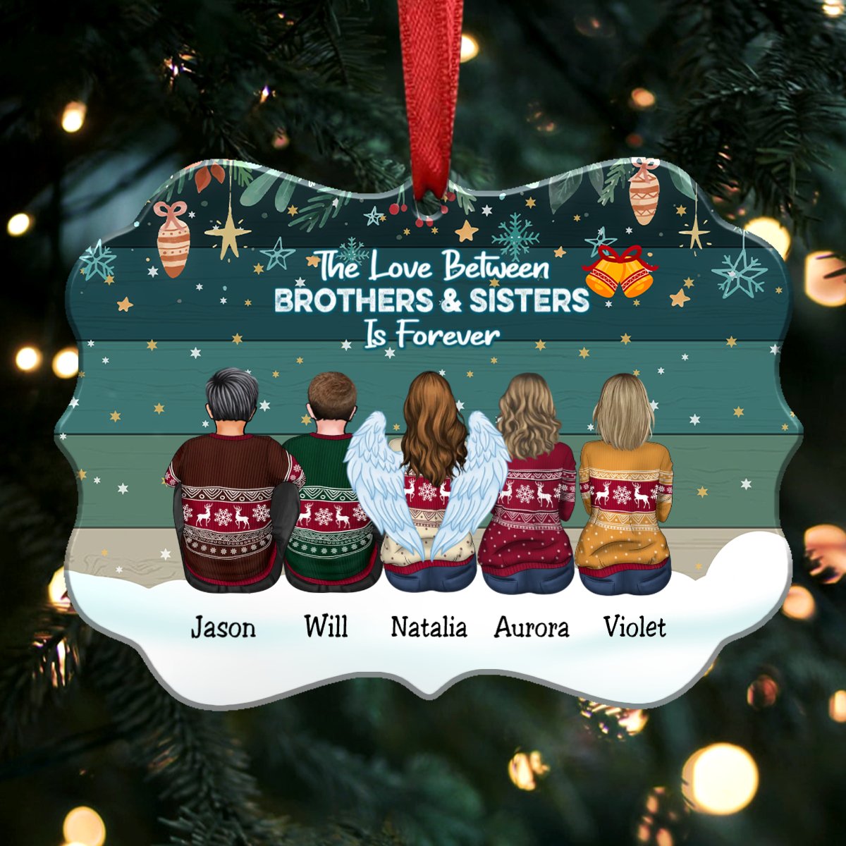 Personalized Brothers & Sisters Ornament - The Love Between Brothers & Sisters Is Forever - Makezbright Gifts