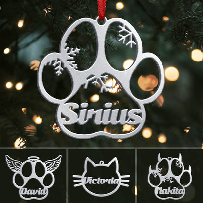 PERSONALIZED DOG/CAT PAW CHRISTMAS STAINLESS STEEL ORNAMENT - Makezbright Gifts