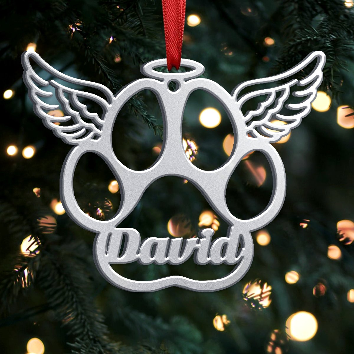 PERSONALIZED DOG/CAT PAW CHRISTMAS STAINLESS STEEL ORNAMENT - Makezbright Gifts