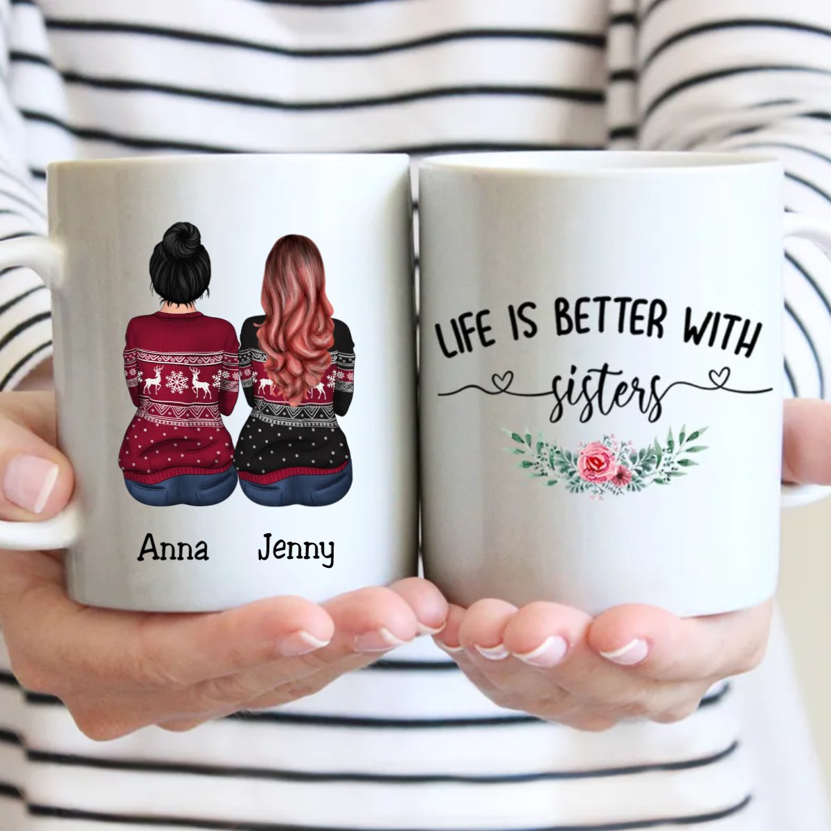 Personalized Mug - Life Is Better With Sisters - Gift For Brothers, Sisters - Makezbright Gifts