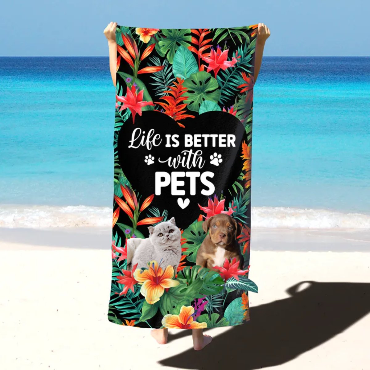 Pet Lovers - All I Need Is My Pet And The Beach - Personalized Beach Towel - Makezbright Gifts