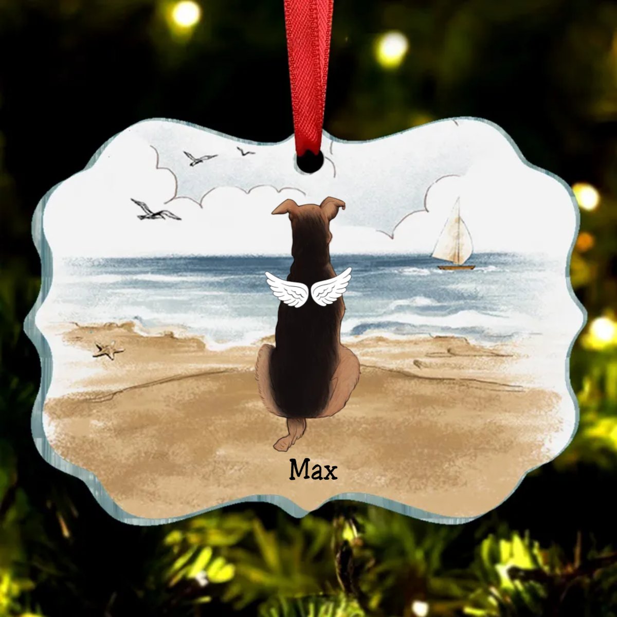 Pet Lovers - Dog Cat Beach - Personalized Acrylic Ornament - Makezbright Gifts