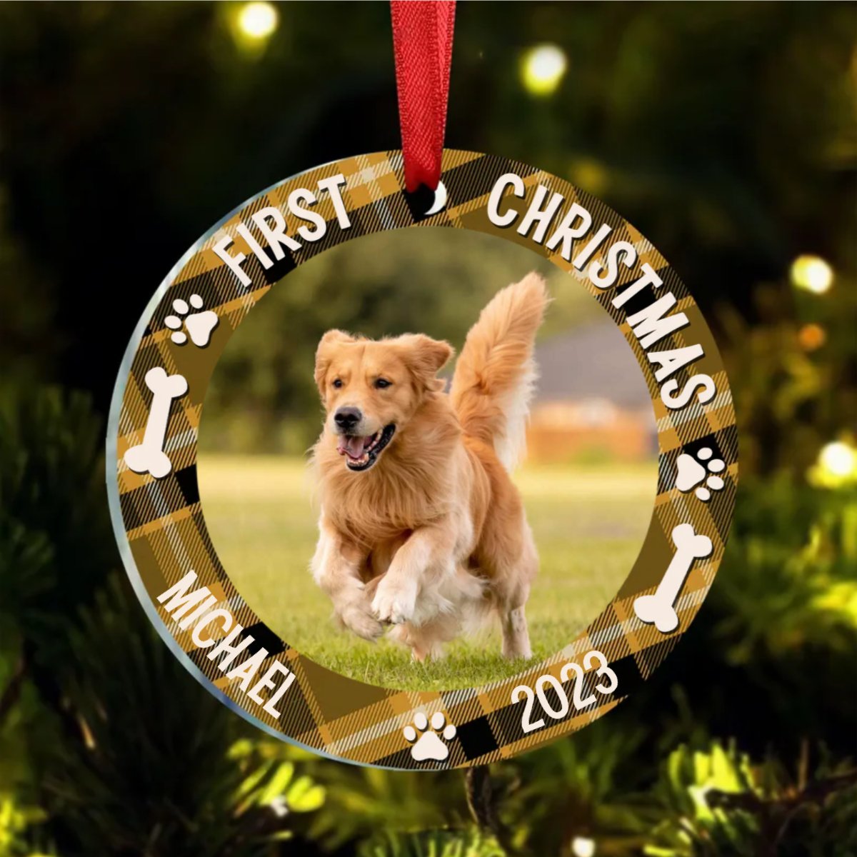 Pet Lovers - First Christmas - Personalized Circle Ornament (LH) - Makezbright Gifts