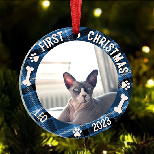 Pet Lovers - First Christmas - Personalized Circle Ornament (LH) - Makezbright Gifts