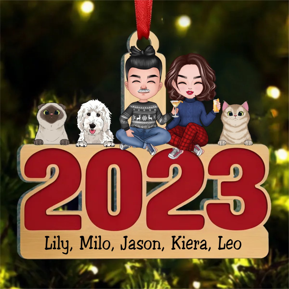 Pet Lovers - Happy Howlidays With All Our Love - Personalized Transparent Ornament (LH) - Makezbright Gifts