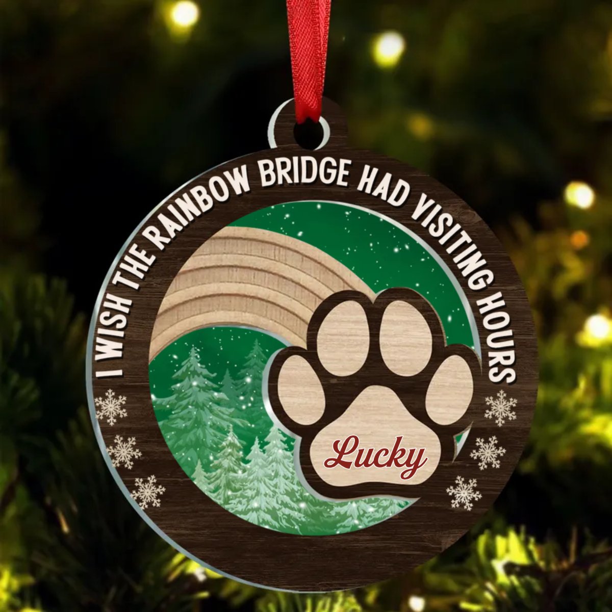 Pet Lovers - I Wish The Rainbow Bridge Had Visting Hours - Personalized Acrylic Ornament - Makezbright Gifts