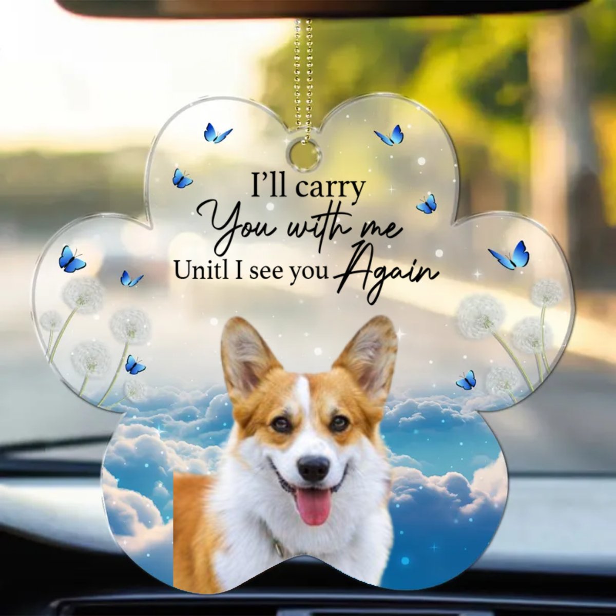 Pet Lovers - I'll Carry You With Me - Personalized Car Photo Ornament - Makezbright Gifts