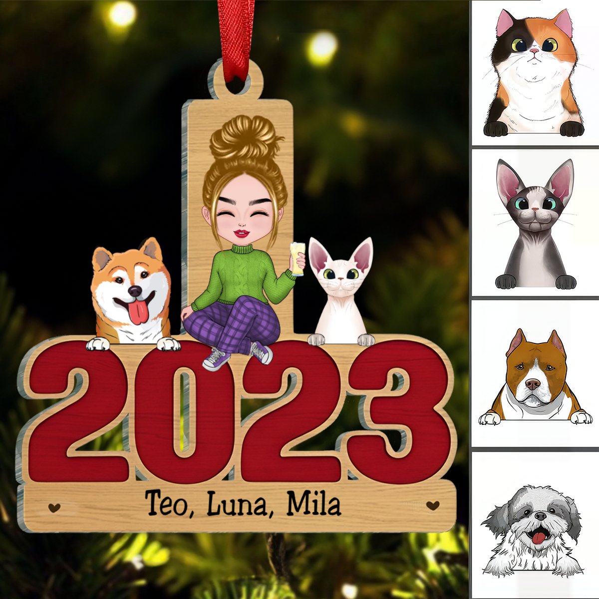 Pet Lovers - May Your Christmas Be Furry And Bright - Personalized Transparent Ornament - Makezbright Gifts