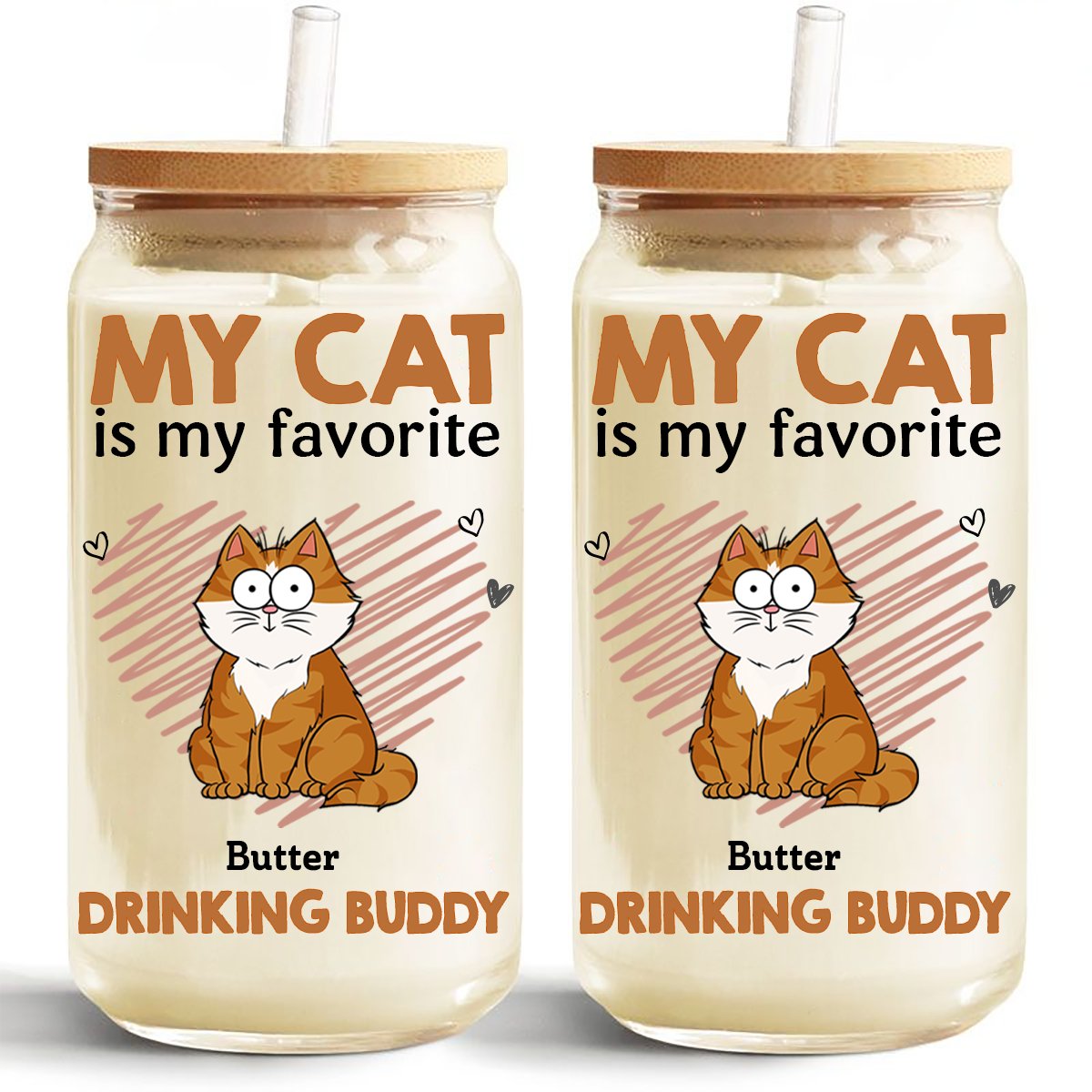 Pet Lovers - My Pets Are My Favorite Drinking Buddies - Personalized Glass Can - Makezbright Gifts