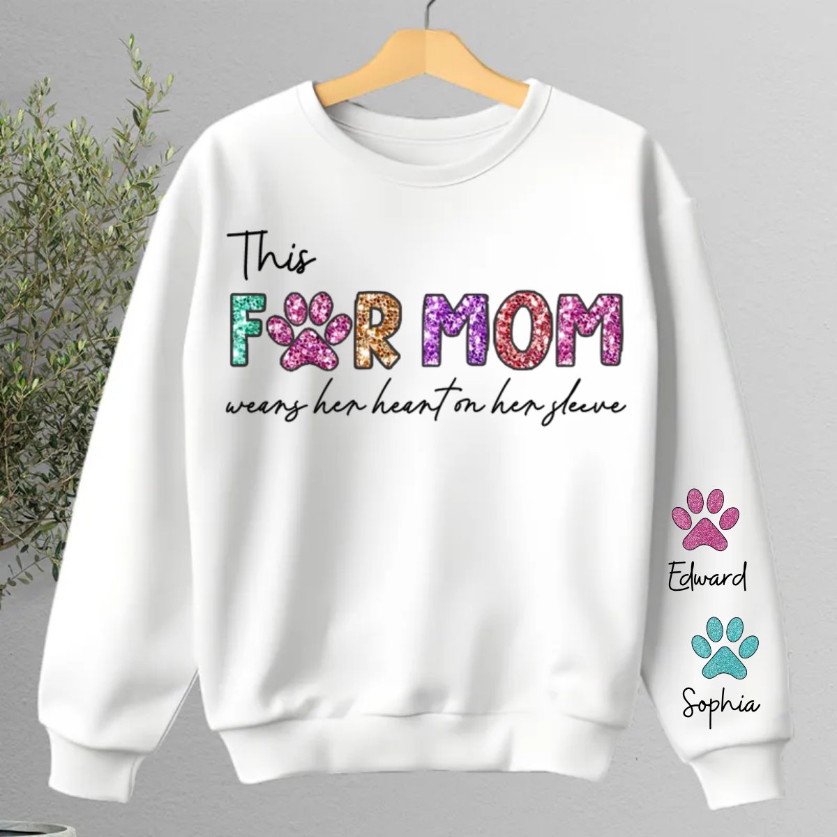 Pet Lovers - This Fur Mom Wears Her Heart On The Sleeve - Personalized Sweatshirt - Makezbright Gifts