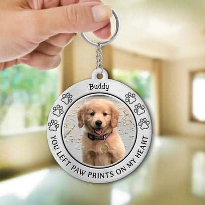 Pet Lovers - You Left Paw Prints On My Heart - Personalized Keychain - Makezbright Gifts