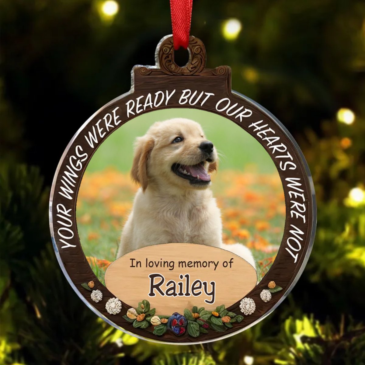 Pet Lovers - Your Wings Were Ready But Our Hearts Were Not - Personalized Circle Ornament - Makezbright Gifts