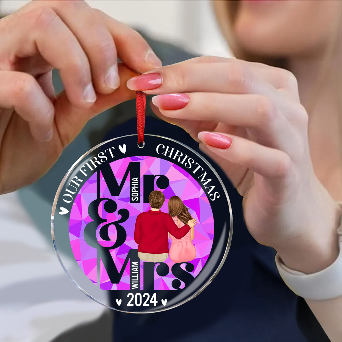 First Christmas As Mr Mrs - Personalized Circle Ornament