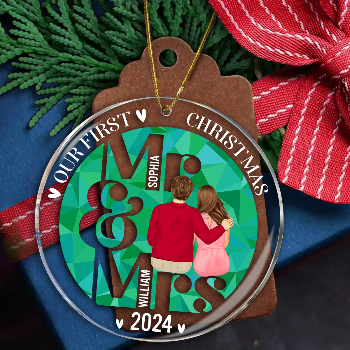 First Christmas As Mr Mrs - Personalized Circle Ornament