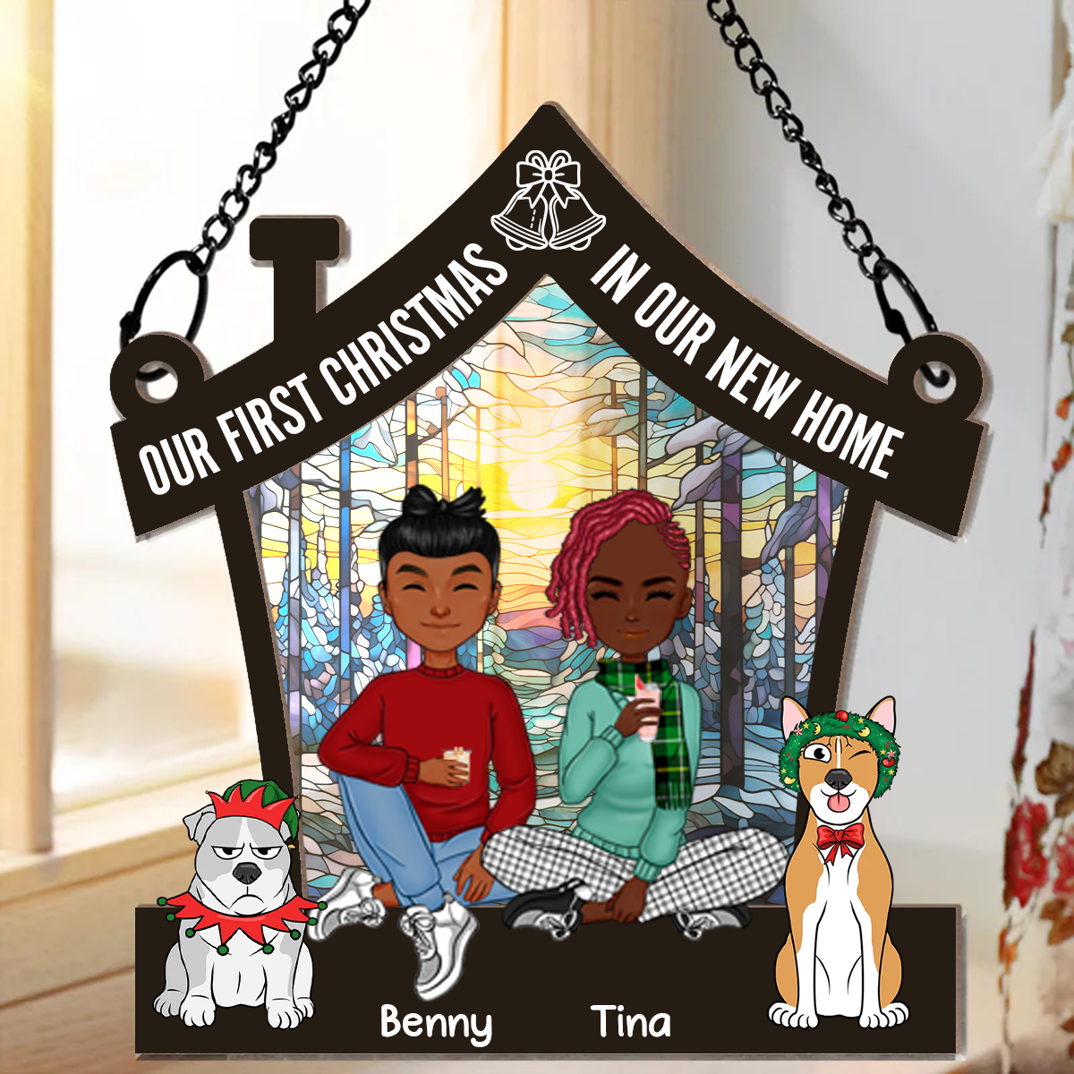 Our First Christmas In Our New Home - Personalized Window Hanging Suncatcher Ornament