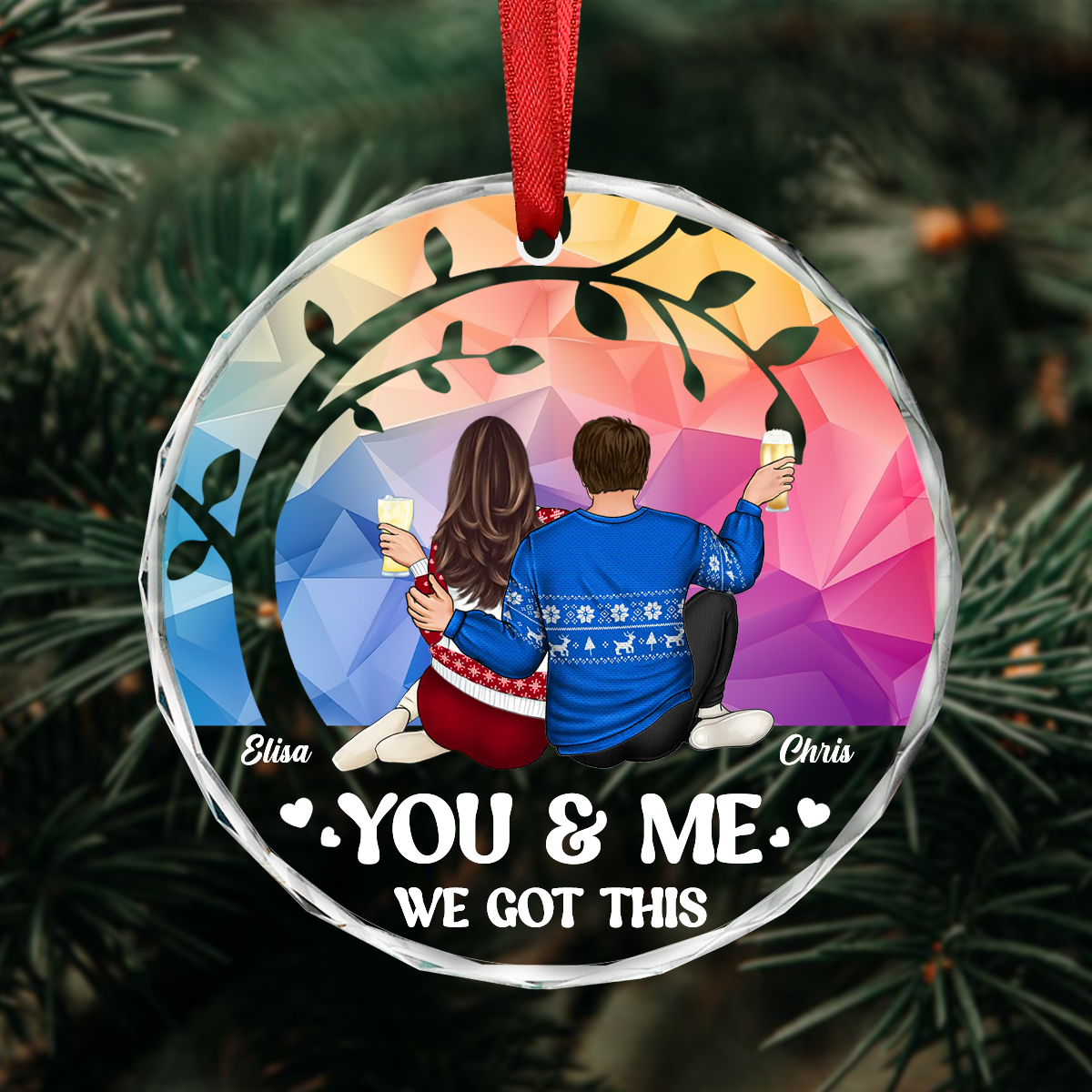 Christmas Stained Acrylic You And Me We Got This - Personalized Acrylic Ornament