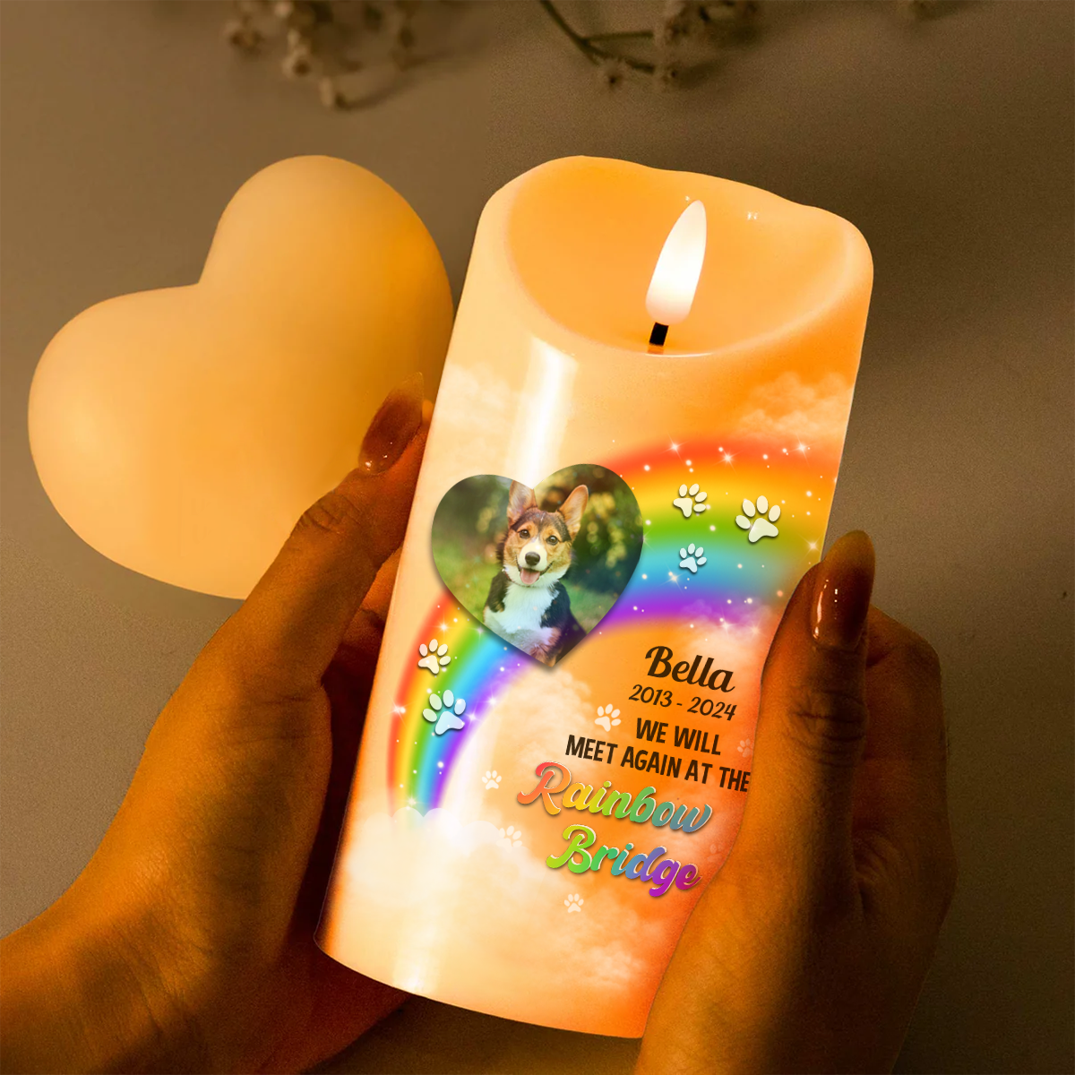 Custom Photo A Piece Of My Heart Miss You Memorial - Personalized Flameless LED Candle