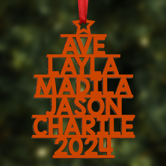 Custom Family Names 2024 Christmas Tree - Personalized Family Ornament