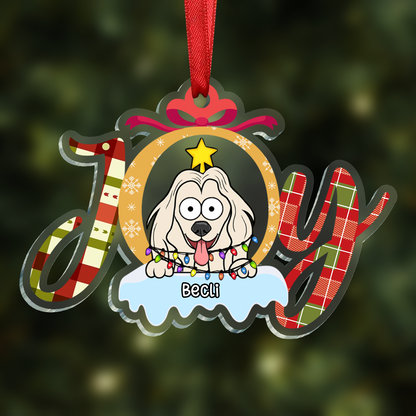 Christmas Joy Dog Cat - Personalized Custom Shaped Acrylic Ornament